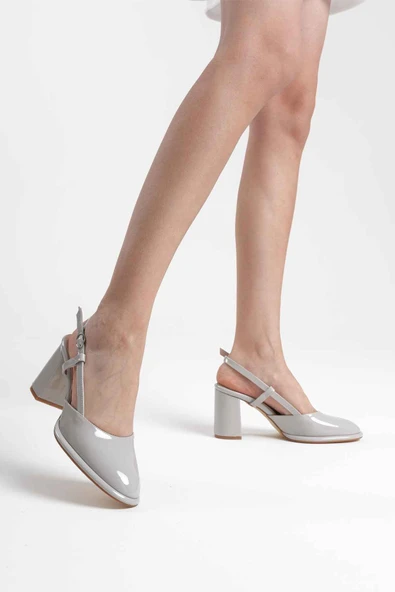 Denma Gri Rugan Kadın Topuklu Ayakkabı - Resim 4