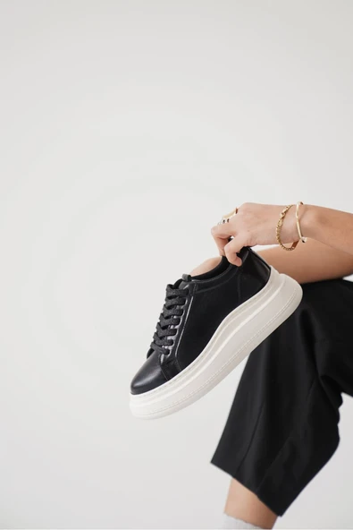 Dina Kadın Siyah Sneaker - Resim 6