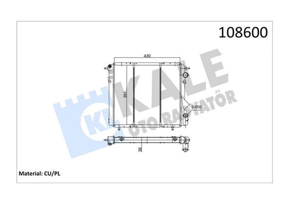 KALE 0509042PA RADYATÖR R19 1.4 GTD-1.6 KARBÜRATÖRLÜ 2 SIRA CU PL SİSTEM 7702253164-7702247652 ürün görseli 1