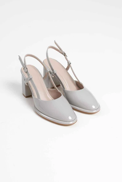 Denma Gri Rugan Kadın Topuklu Ayakkabı - Resim 3