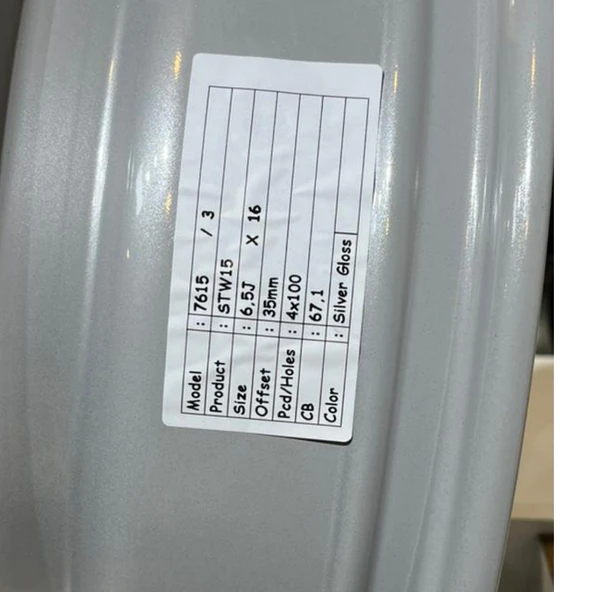 SONİC 7615 6.5*16 4*100 ET35 67.1 SILVER JANT 4 lü Takım ürün görseli