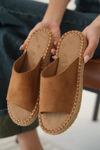 Grey Süet Taba Kadın Terlik - Resim 2