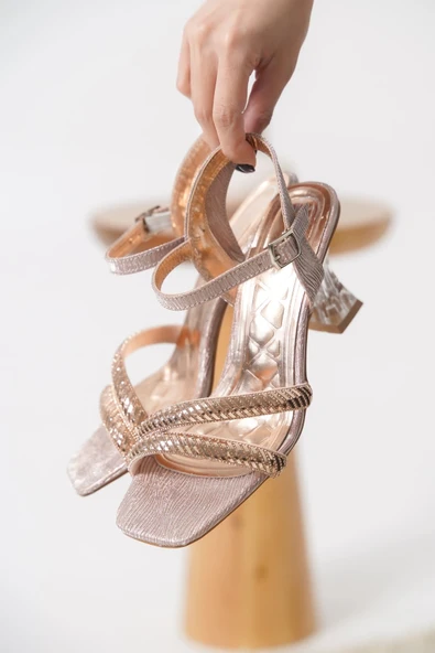 Kendy Rose Gold Taşlı Kadın Topuklu Sandalet - 8
