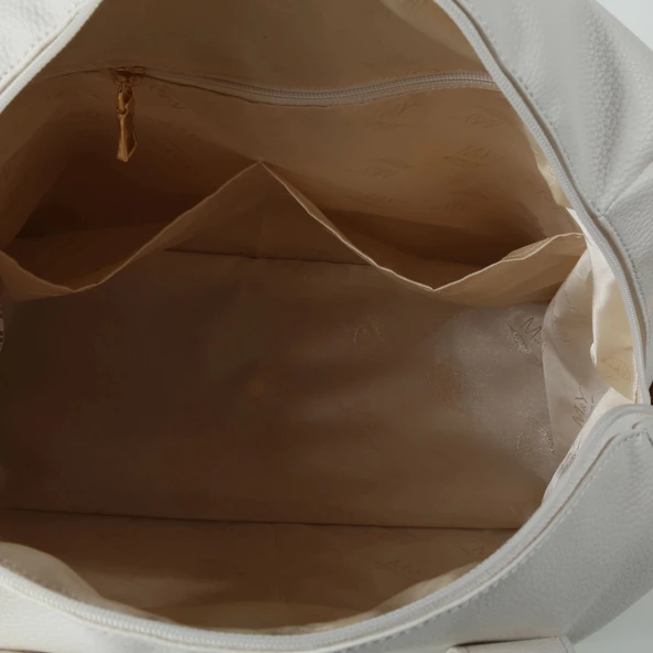 M&y Kitty Deri Anne Bebek Bakım Sırt Çantası 7271 Krem - Resim 5