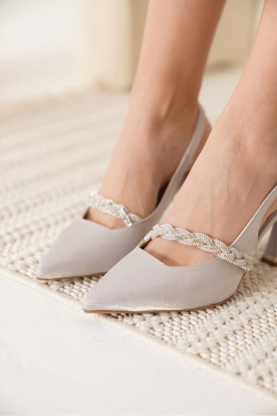 Drey Gümüş Kadın Topuklu Ayakkabı - Resim 12