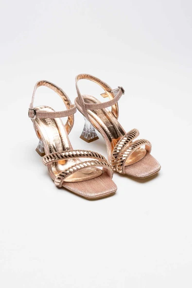 Kendy Rose Gold Taşlı Kadın Topuklu Sandalet - 5