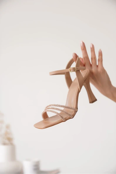 Karla Nude Kadın Taşlı Sandalet - 6