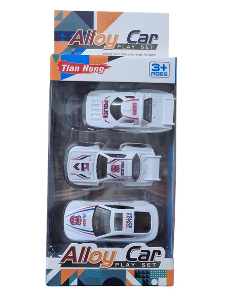 3'lü Metal Araba Seti (İtfaiye, Polis, İnşaat) - Resim 3