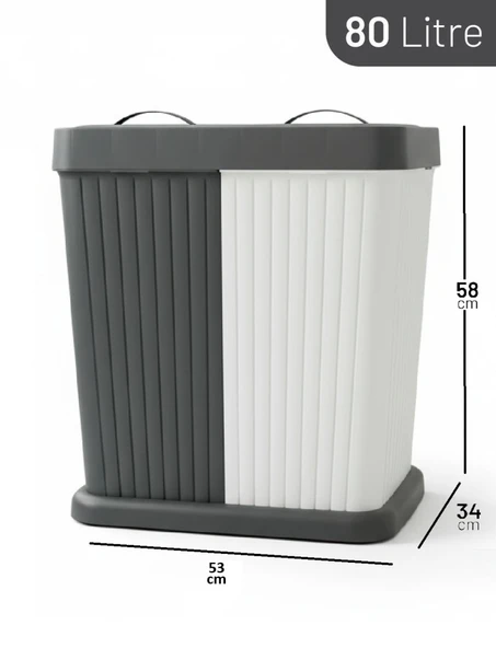 Kapris Twins Modern İki Bölmeli Kirli Çamaşır Sepeti ST-288 - Resim 2