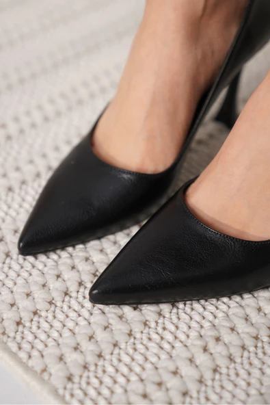 Blade Siyah Cilt Kadın Stiletto - Resim 4