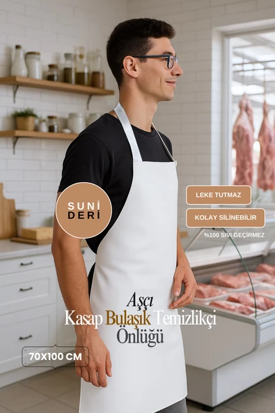 Suni Deri Su Geçirmez Bulaşıkçı Önlüğü Aşçı Önlüğü Kasap Önlüğü Temizlikçi Önlüğü - 2