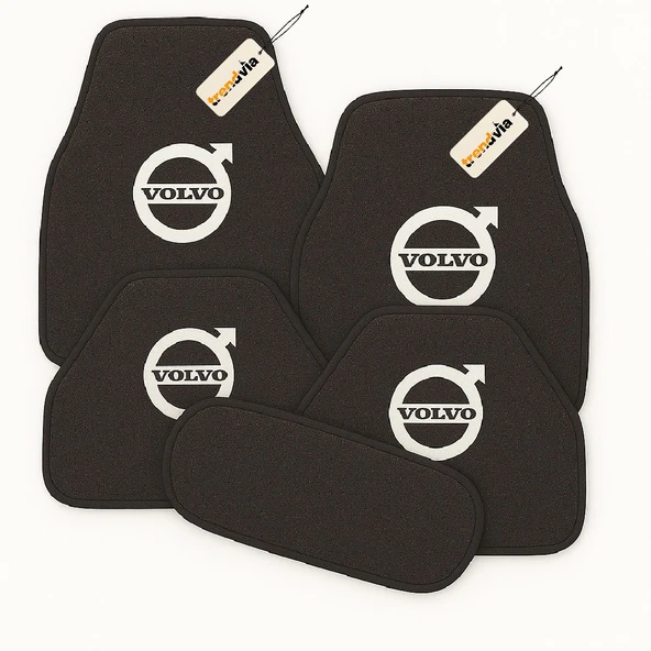 Antrasit Renk Volvo Logolu 5 Parça Oto Halı Paspas Seti  Dayanıklı, Kolay Temizlenir, Tüm Havalara Uygun