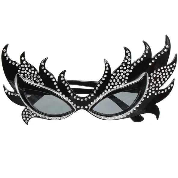 Taşlı Göz Kamaştıran Gecenin Yıldızı Siyah Parti Alev Gözlük ürün görseli