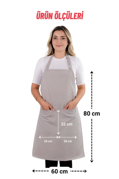 Simple 3lü Set Ayar Askılı Cepli Mutfak Önlüğü Seti (2 ELDİVEN) Şef Garson Kafe Aşçı Barista - 4