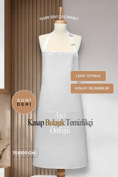 Suni Deri Su Geçirmez Bulaşıkçı Önlüğü Aşçı Önlüğü Kasap Önlüğü Temizlikçi Önlüğü - 3