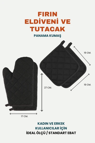 Yanmaz Ve Isıya Dayanıklı Fırın Eldiveni Ve Tutacak (2 ELDİVEN, 2 TUTACAK) - 9