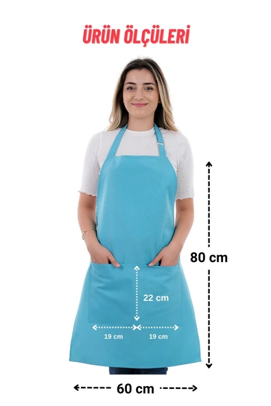 Simple 3lü Set Ayar Askılı Cepli Mutfak Önlüğü Seti (2 ELDİVEN) Şef Garson Kafe Aşçı Barista - 12