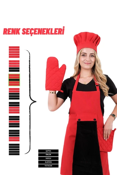 Star Ayar Askılı 5li Mutfak Önlüğü Seti (AYAR ASKILI HAVLULU ÖNLÜK, ŞAPKA, ELDİVEN, TUTACAK) - 11