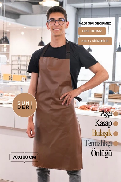 Suni Deri Su Geçirmez Bulaşıkçı Önlüğü Aşçı Önlüğü Kasap Önlüğü Temizlikçi Önlüğü - 8