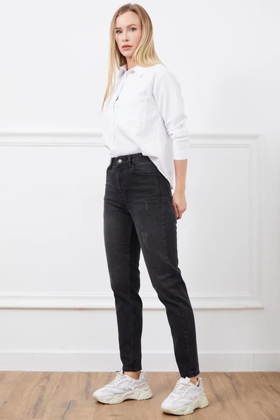 Yüksek bel mont jean pantolon - 4