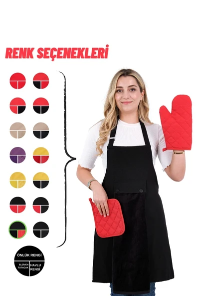 Star Ayar Askılı Havlulu 4lü Mutfak Önlüğü Seti (ELDİVEN TUTACAK) - 11