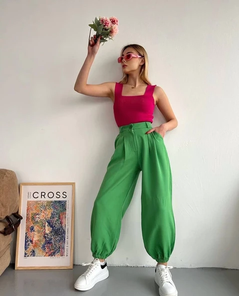 Şalvar pantolon yeşil s23202 - 2