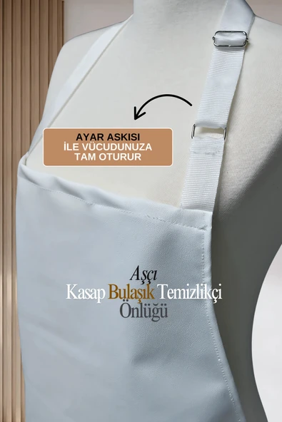 Suni Deri Su Geçirmez Bulaşıkçı Önlüğü Aşçı Önlüğü Kasap Önlüğü Temizlikçi Önlüğü - 6