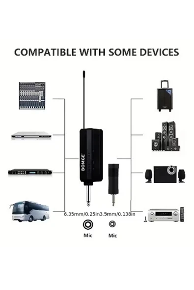 Profesyonel Çiftli Kablosuz Mikrofon Seti Karaoke Şarj Edilebilir 50 Metre Mesafe - Resim 3