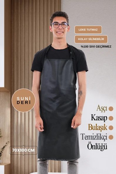 Suni Deri Su Geçirmez Bulaşıkçı Önlüğü Aşçı Önlüğü Kasap Önlüğü Temizlikçi Önlüğü - 12