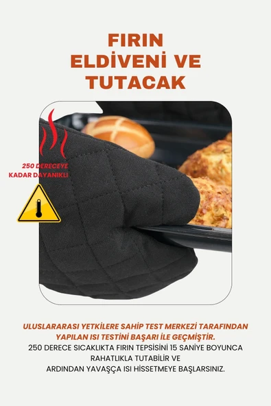 Yanmaz Fırın Eldiveni Ve Fırın Tutacağı (1 ELDİVEN 1 TUTACAK) - 11