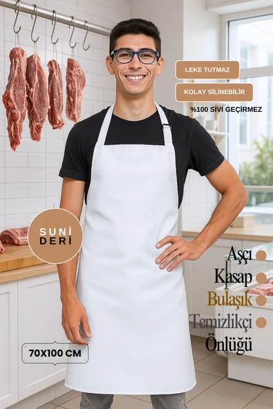 Suni Deri Su Geçirmez Bulaşıkçı Önlüğü Aşçı Önlüğü Kasap Önlüğü Temizlikçi Önlüğü