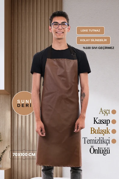 Suni Deri Su Geçirmez Bulaşıkçı Önlüğü Aşçı Önlüğü Kasap Önlüğü Temizlikçi Önlüğü - 7
