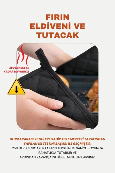 Yanmaz Fırın Eldiveni Ve Fırın Tutacağı (1 ELDİVEN 1 TUTACAK) - 10