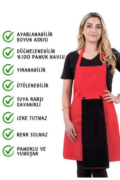 Star ayar askılı havlulu mutfak önlüğü seti (Havlulu önlük) - 8