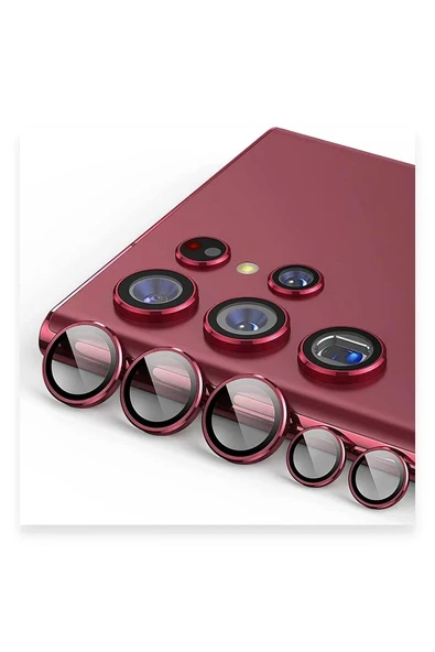 Litae Trend BFS  Samsung Galaxy S23 Ultra Valdez Metal Kamera Lens - Kırmızı ürün görseli 1