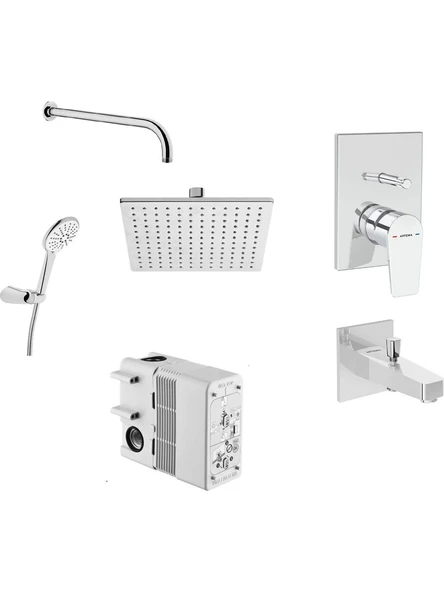 Artema Flow Square Ankastre Duş Seti   Krom A49305 (A43208-A41949-A45652-A45707STA-A45736-A43131)