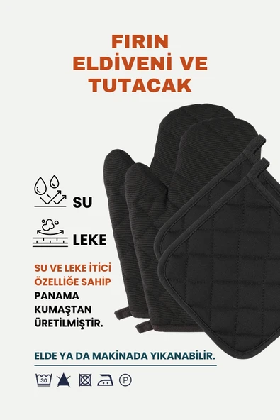 Yanmaz Ve Isıya Dayanıklı Fırın Eldiveni Ve Tutacak (2 ELDİVEN, 2 TUTACAK) - 12
