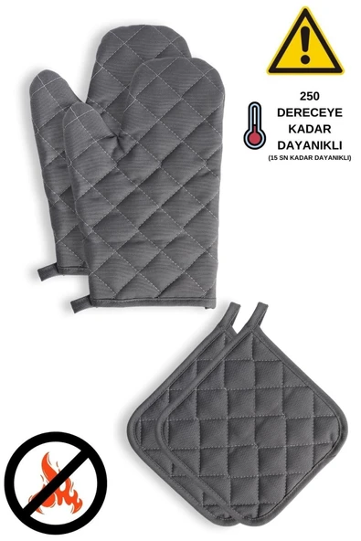 Yanmaz Ve Isıya Dayanıklı Fırın Eldiveni Ve Tutacak (2 ELDİVEN, 2 TUTACAK)