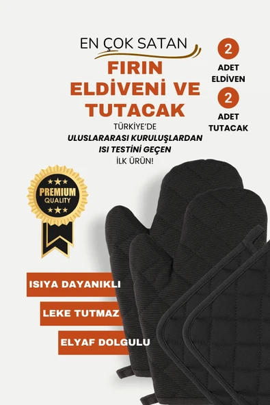 Yanmaz Ve Isıya Dayanıklı Fırın Eldiveni Ve Tutacak (2 ELDİVEN, 2 TUTACAK) - 8