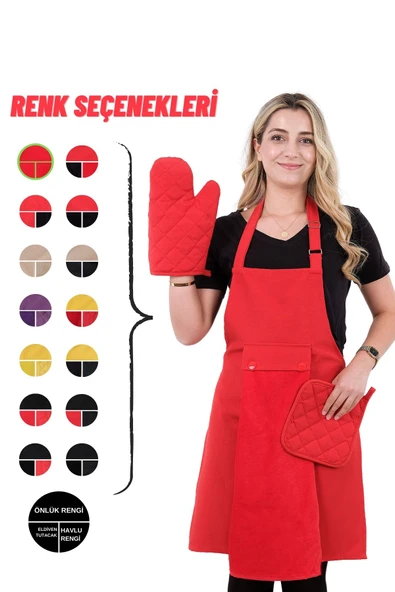 Star Ayar Askılı Havlulu 4lü Mutfak Önlüğü Seti (ELDİVEN TUTACAK) - 5