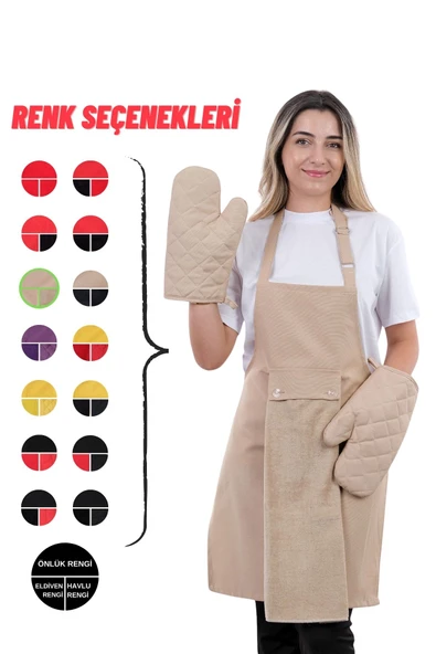 Star Ayar Askılı Havlulu 4lü Mutfak Önlüğü Seti (2 ELDİVEN) - 5