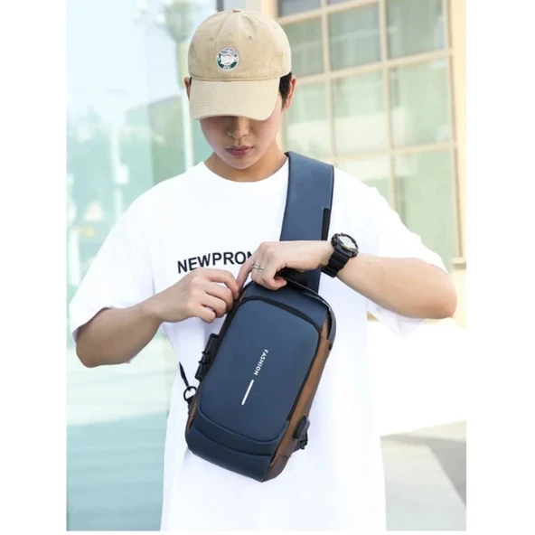 MDB Powerbank Destekli Erkek Ön Göğüs Çantası - Resim 4