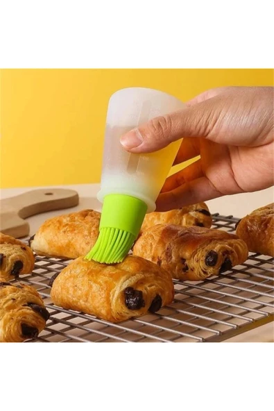 1 Adet Pratik Mini Yağlık Mini Hazneli Yağlık Yağ Sos Ve Yumurta Fırçası Silikon Fırçalı Yağdanlık - 2