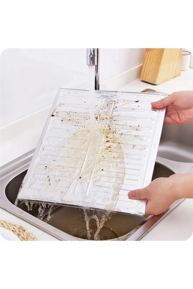 1 Adet Ocak Yağ Koruyucu Alüminyum Folyo Yanma Ve Leke Önleyici Katlanır Yıkanabilir Folyo 32*5*84 - 2