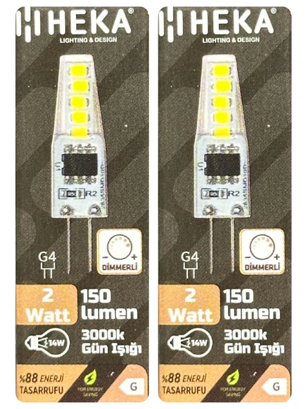(2 Adet) Heka 2W (14W) 3000K (Sarı Işık) G4 Duylu Dim Edilebilir Led Kapsül Ampul ürün görseli 1