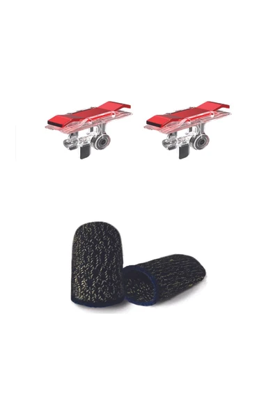 Terletmez Dokunmatik Pubg Eldiven 1 Çift + Pubg Oyun Tetik 1 Çift 2'li Set