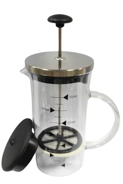 Metal Kapaklı French Press 350 ML Bitki Çay Demleme Kupası Çift Kapaklı Metal ve Plastik Kapak - 3