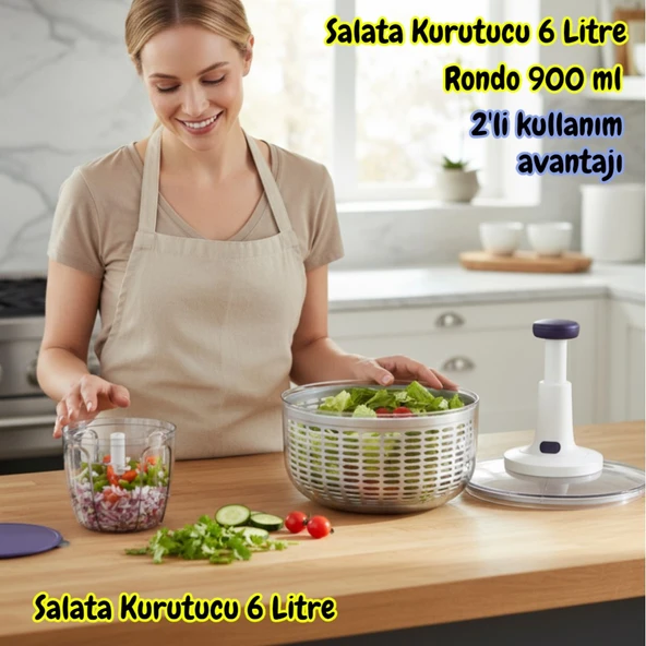 Technow Vip Ahmet VP-907 900 ml Chef Rondo & 6 Litre Salata Kurutucu - Resim 2