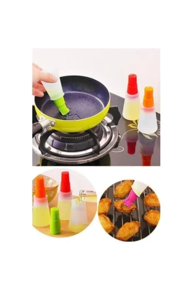 1 Adet Pratik Mini Yağlık Mini Hazneli Yağlık Yağ Sos Ve Yumurta Fırçası Silikon Fırçalı Yağdanlık - 6