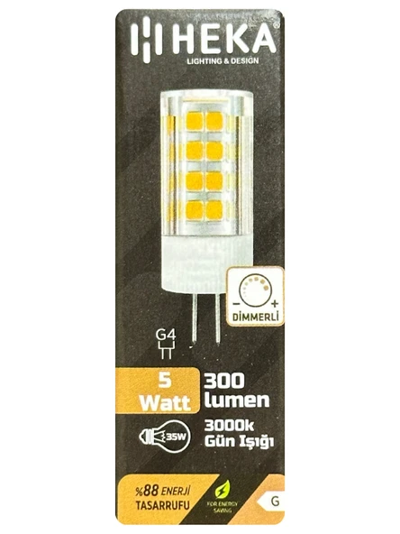(3 Adet) Heka 5W (35W) 3000K (Sarı Işık) G4 Duylu Dim Edilebilir Led Kapsül Ampul - Resim 2